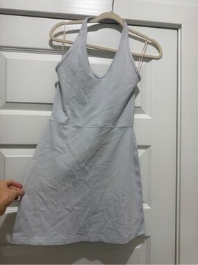 Aritzia Light Gray V-Neck Halter Mini Dress